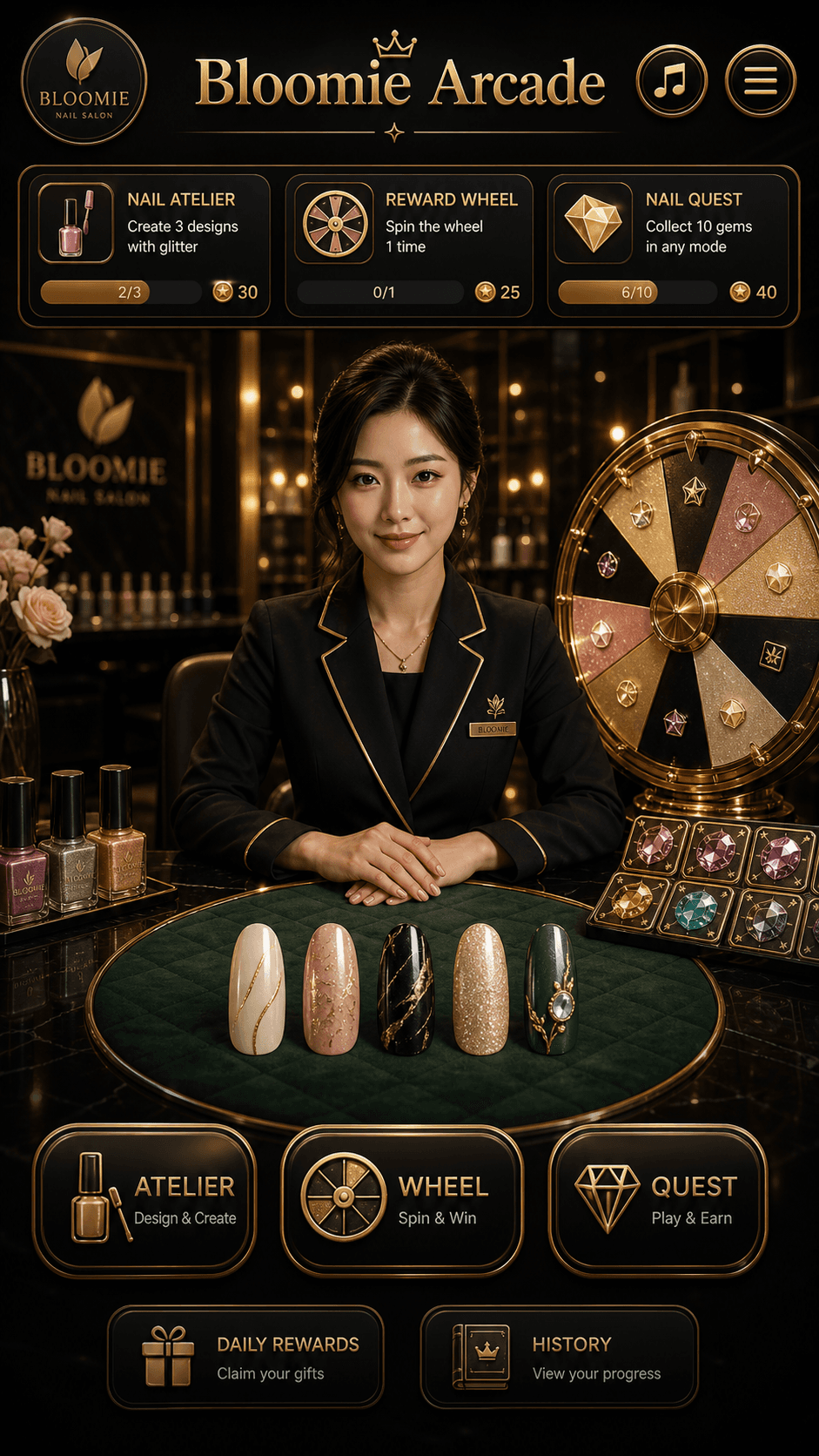 Bloomie Arcade luxury nail salon game cabinet
